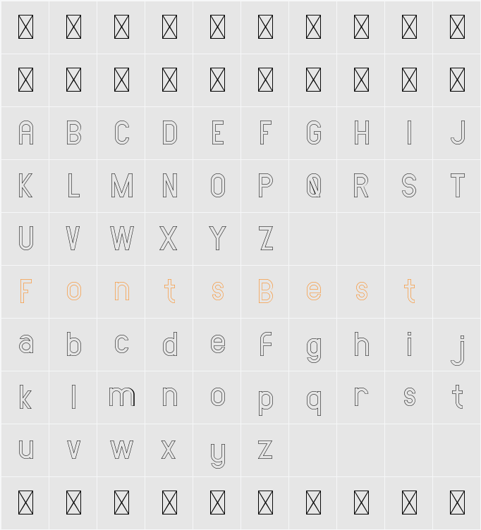AMORICA SANS DEMO Stroke Character Map