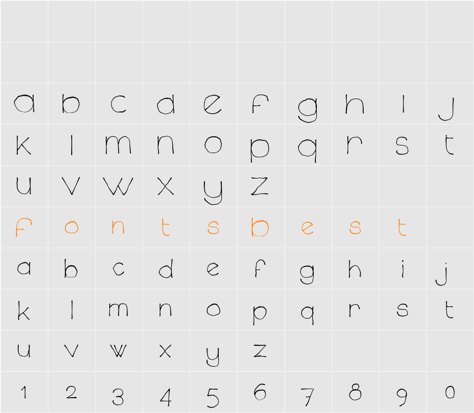 Chavenir Lower Case Character Map