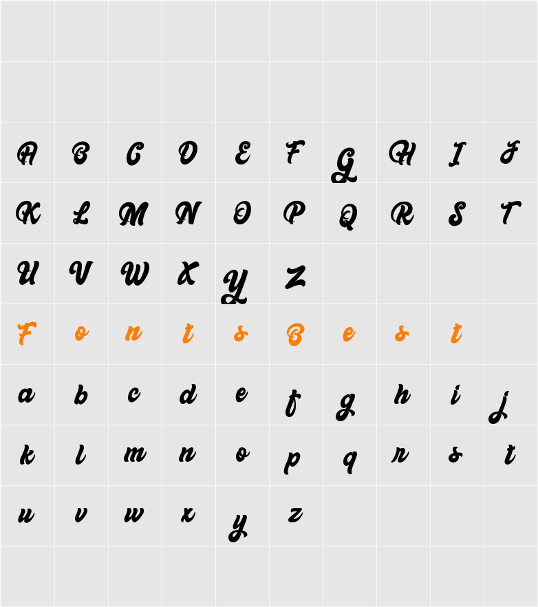 Bellynice Character Map