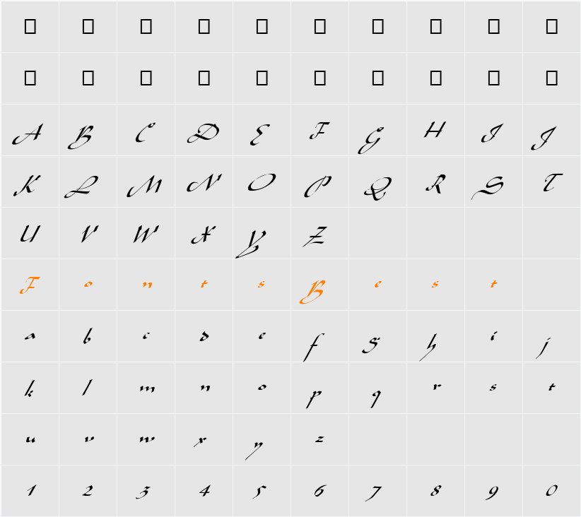 FZ SCRIPT 4 ITALIC Character Map