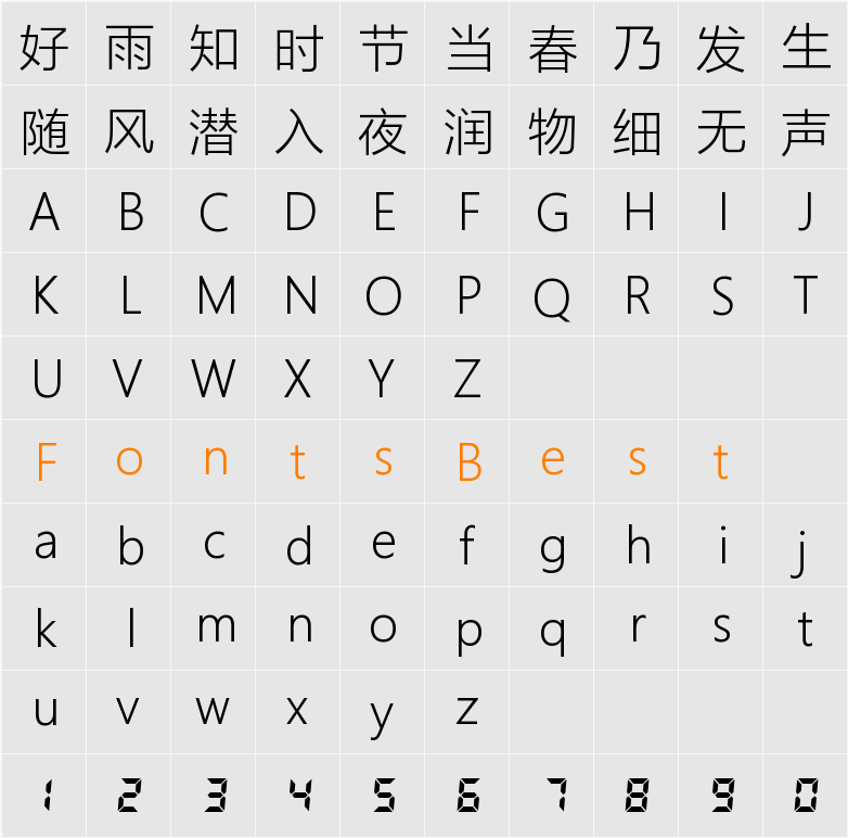 Noto Sans SC Light Character Map