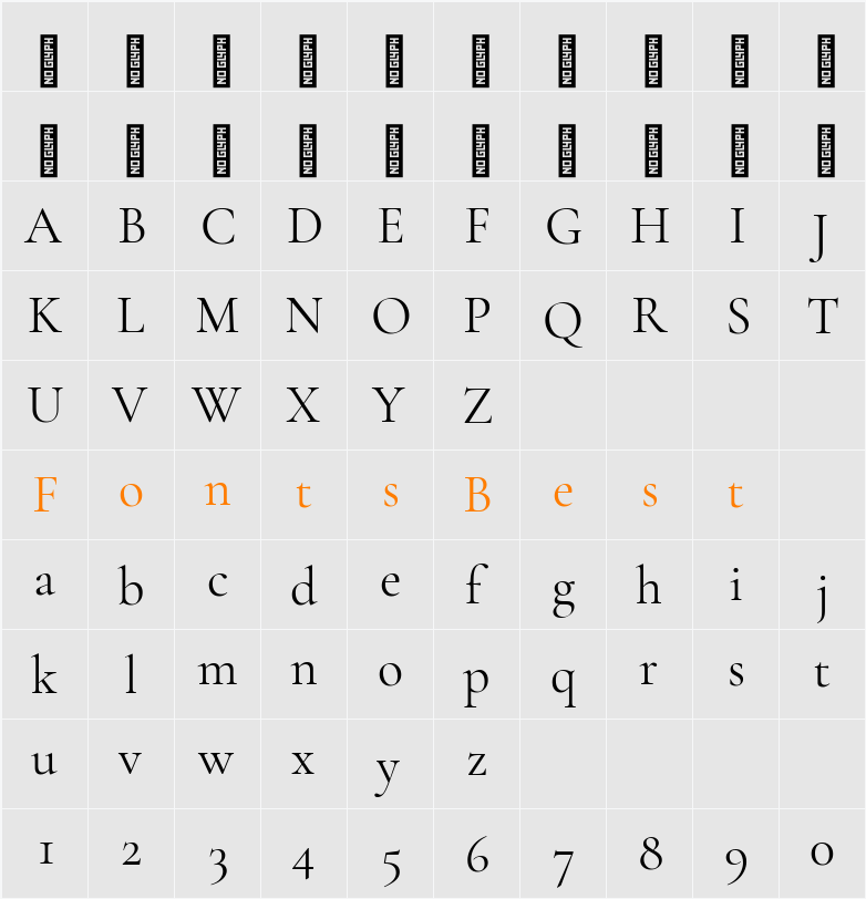 Cormorant Garamond Character Map