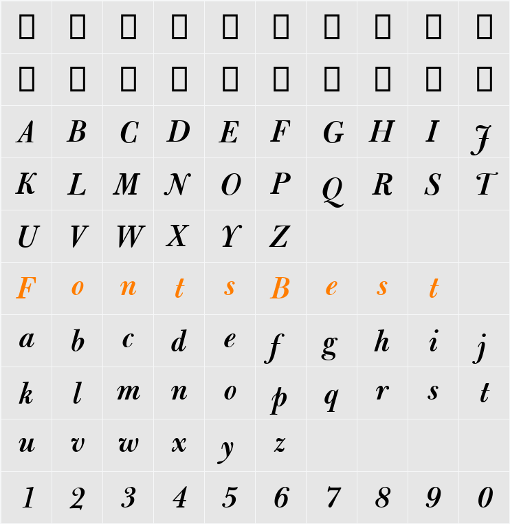 Bulmer MT SemiBold Character Map