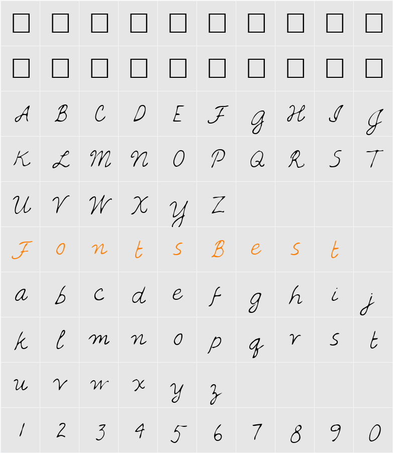DarlenesHand Character Map