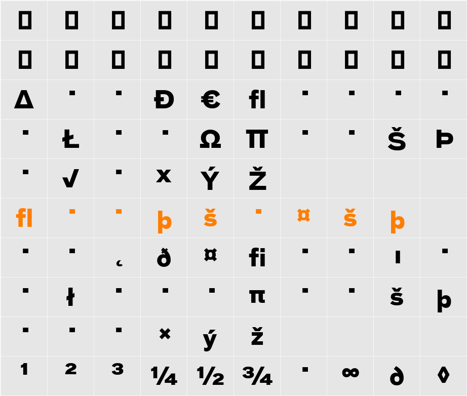 BauLF-BoldExpert Character Map