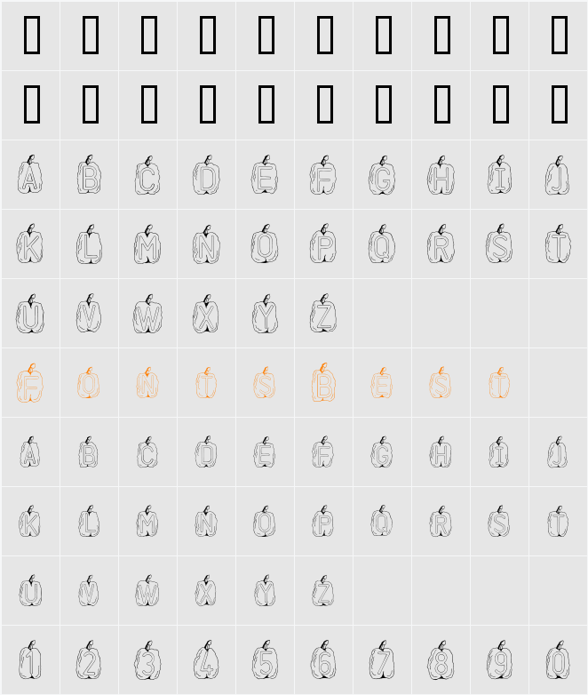 BALLS FONT Character Map