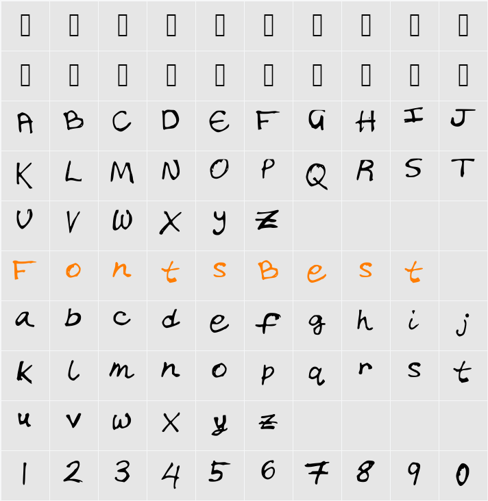 Chicken_Scratch Character Map