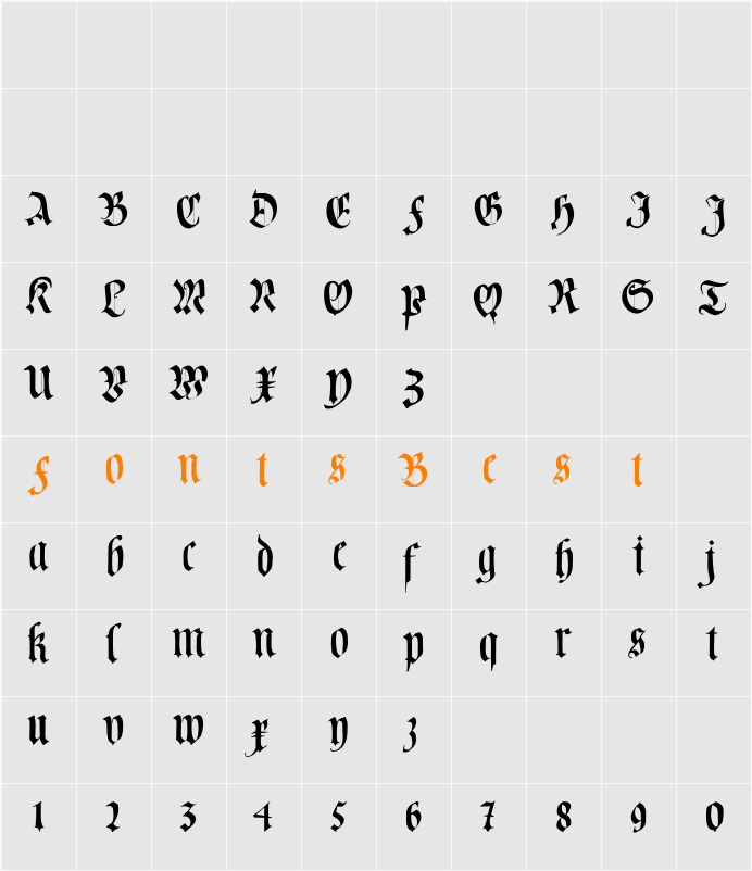CuxhavenFraktur Character Map