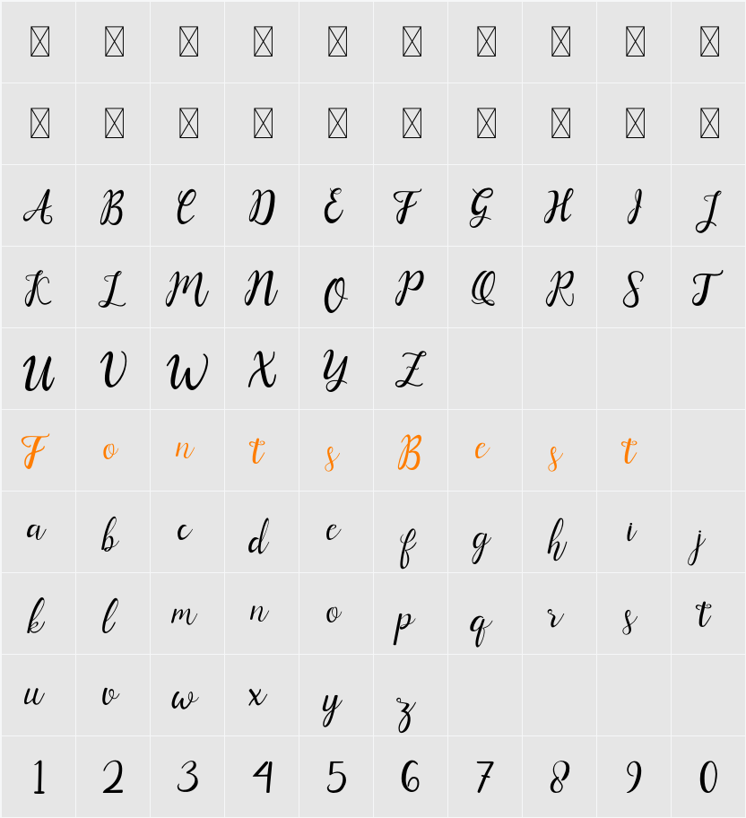 Ashadiya Character Map