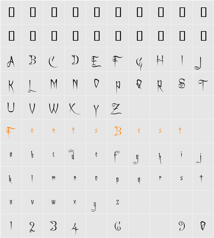 Charming Font Character Map