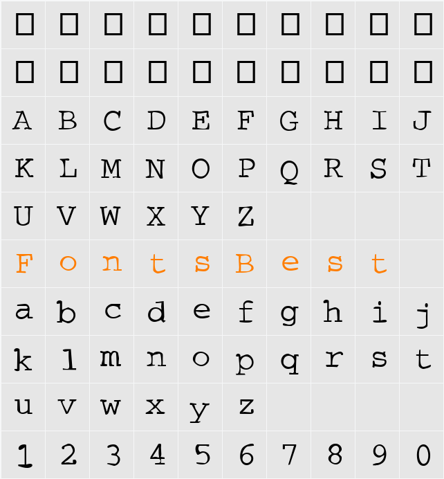 DTCDirtyM08 Character Map
