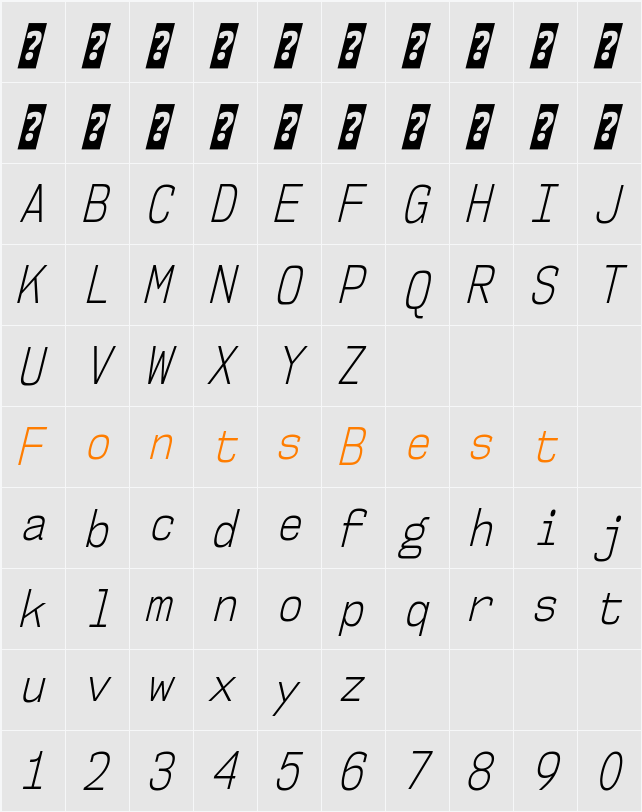 NK57 Monospace Cd Lt Character Map