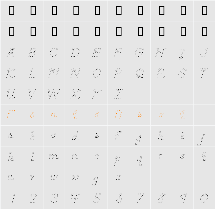 DN Manuscript Dots Arrows Character Map
