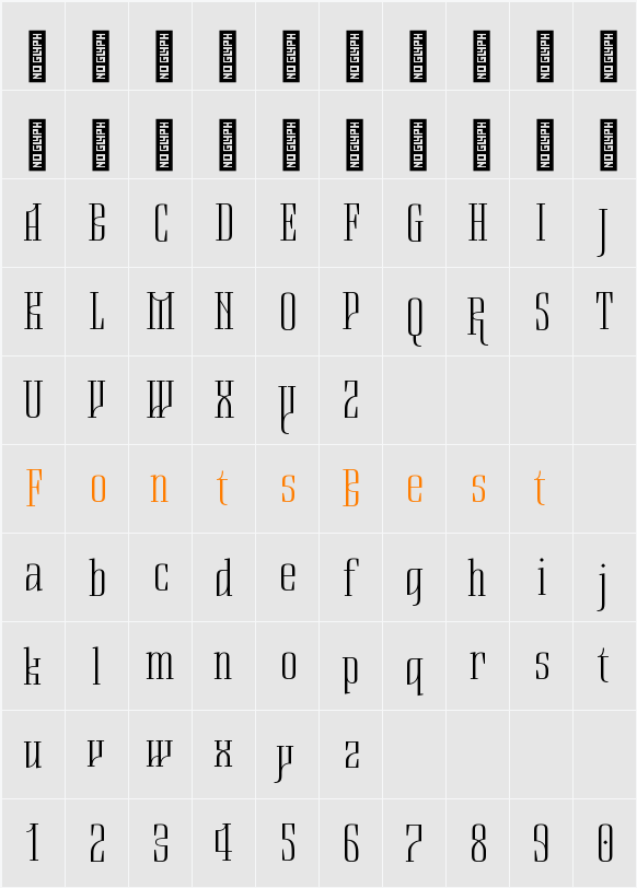 Bazilikin Medium Character Map