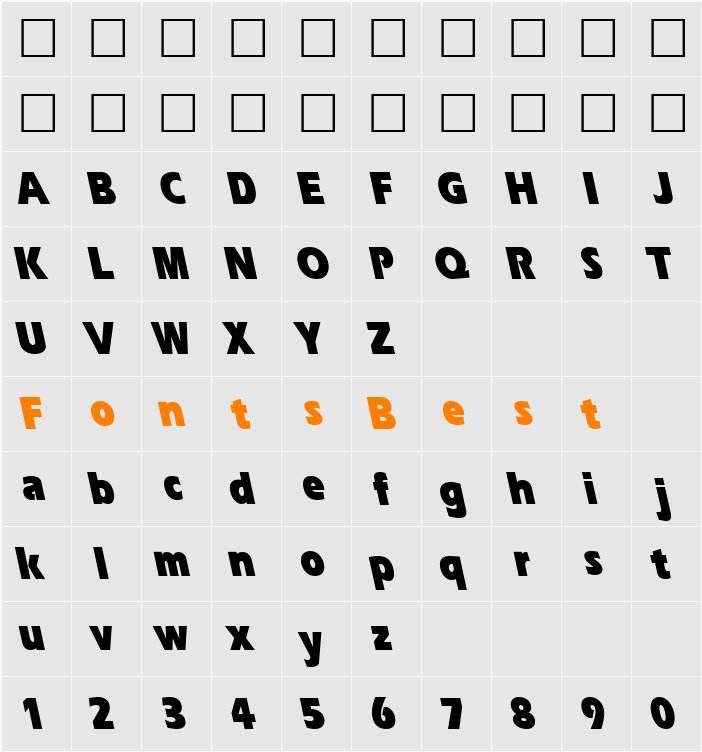 ErgoeBlackCondBS Character Map