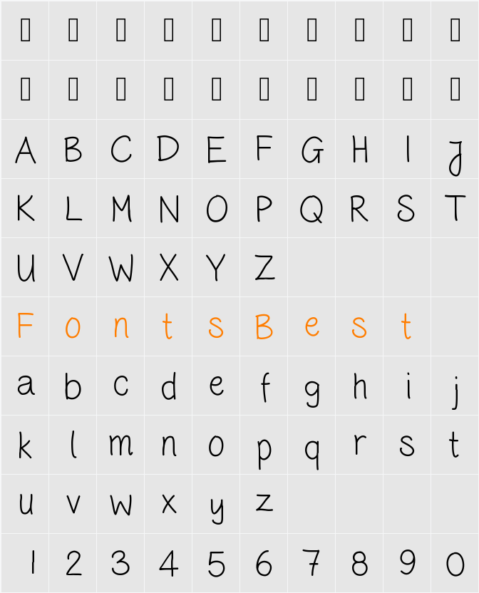 HandwritingCR Character Map