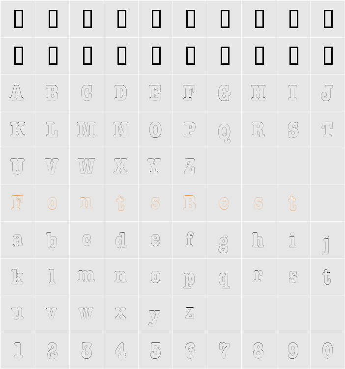 DatelineCondensedOutline Character Map
