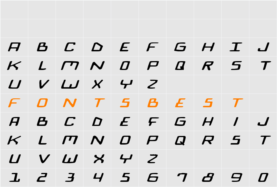 Bionic Comic Expanded Italic Character Map