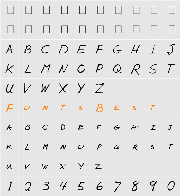 AlexsHand Character Map