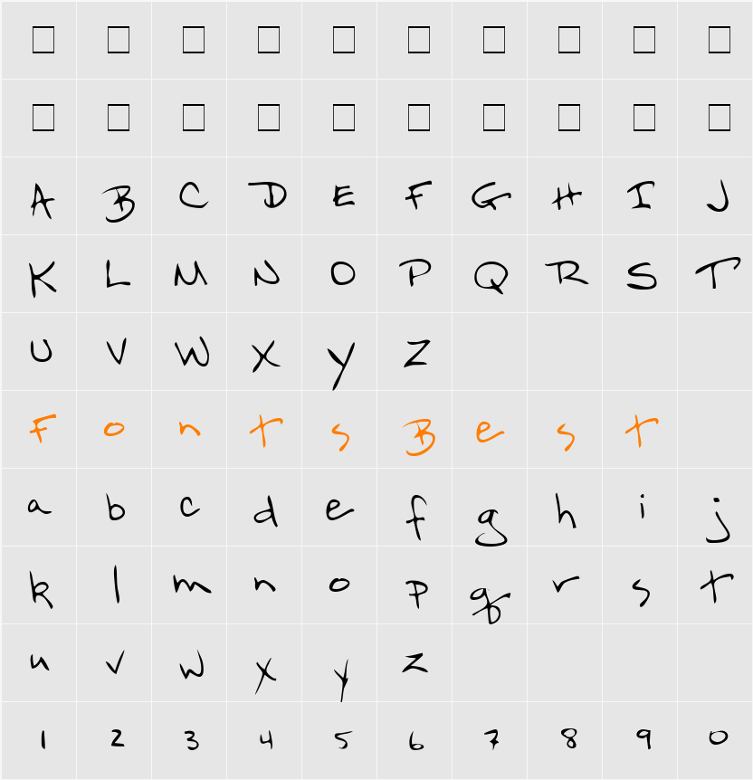 FlintsHand Character Map