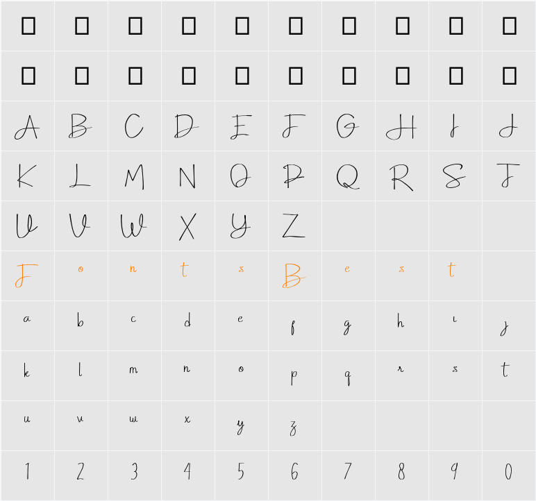 Amatriciana Character Map