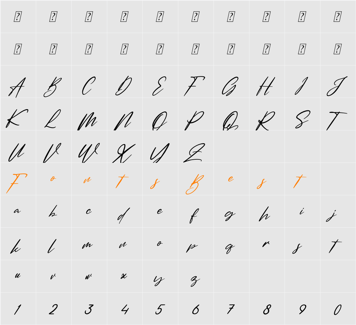 Amsterdam Signature Character Map
