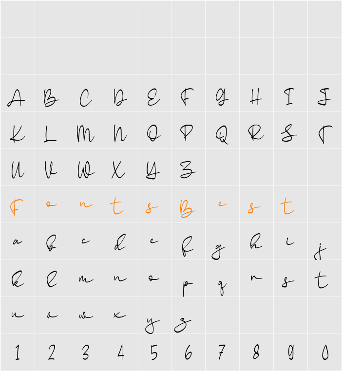 Barlen Character Map