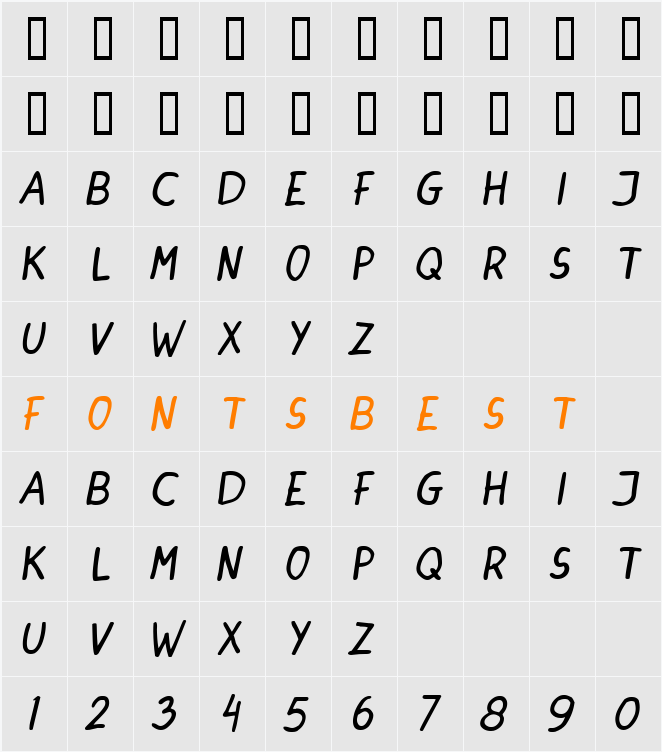 DINSKI CASUAL HANDWRITING Character Map