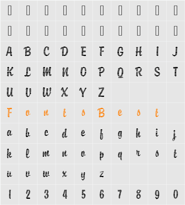 DTCBrodyM02 Character Map