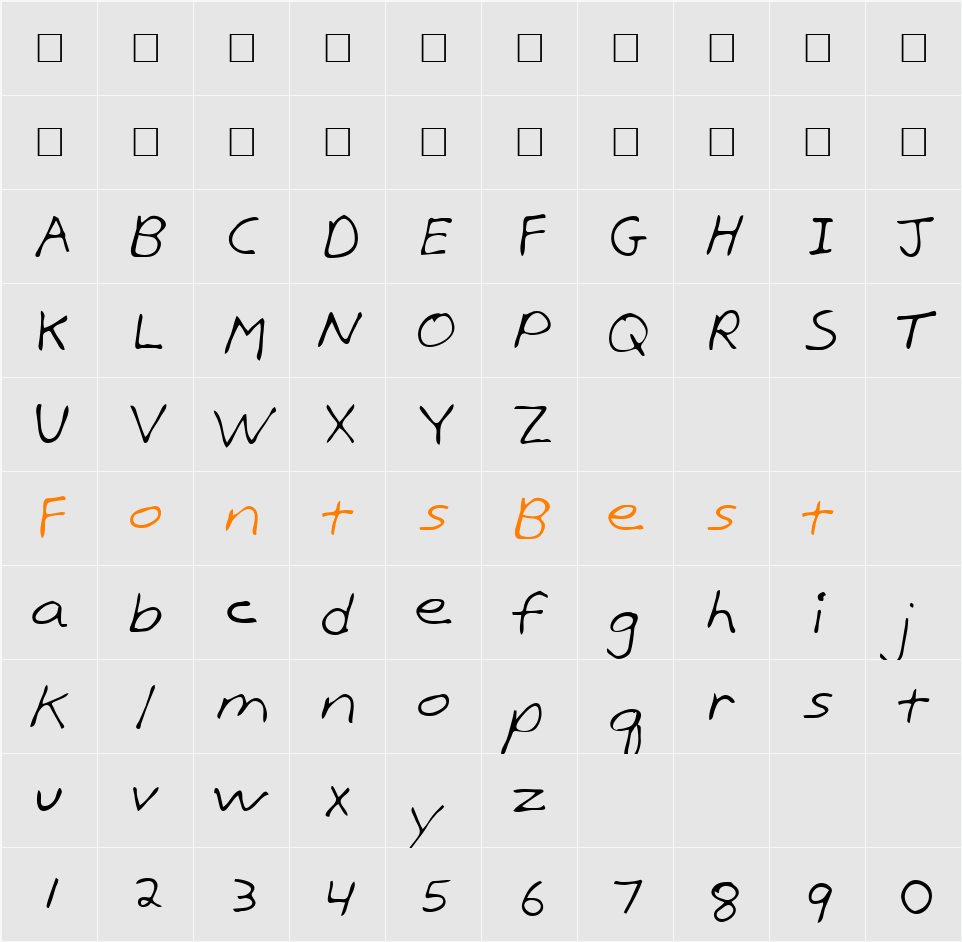 Birdlak Character Map