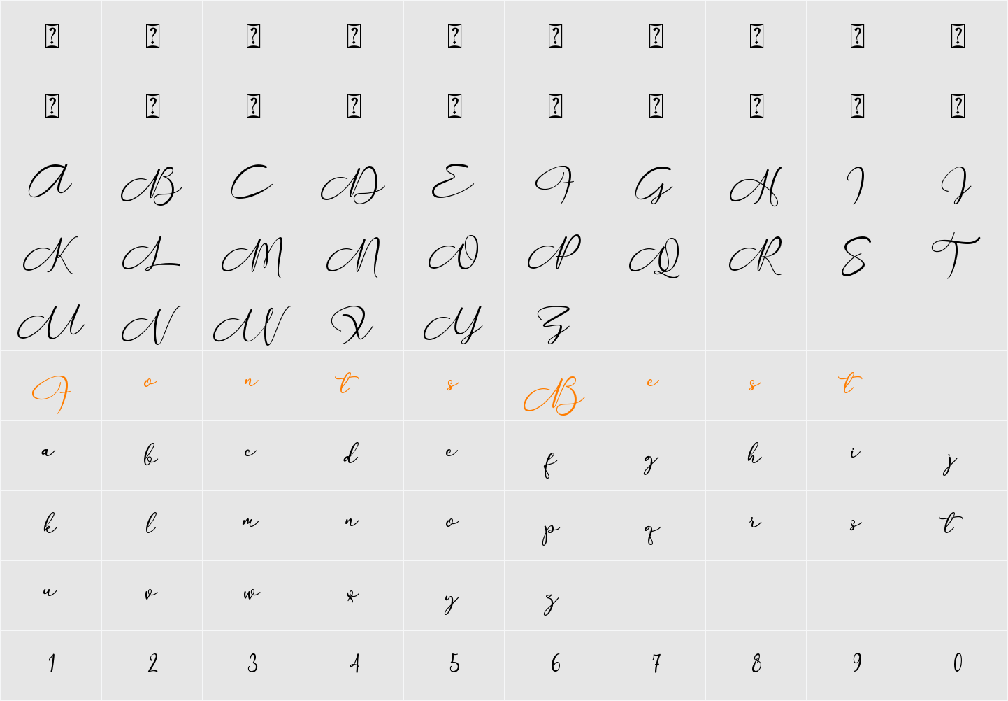 Anything Script_3 Character Map