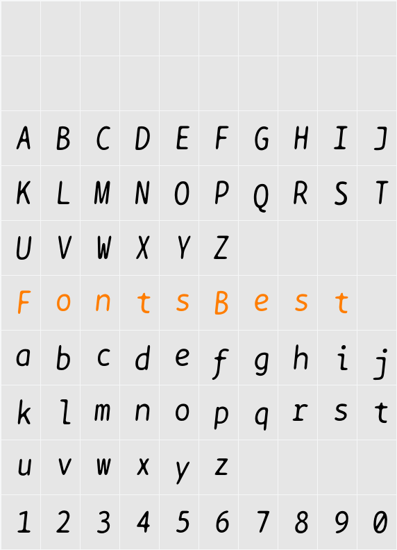 BPtypewrite Character Map