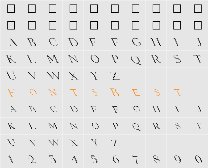 FZ OUTLINE 2 LEFTY Character Map