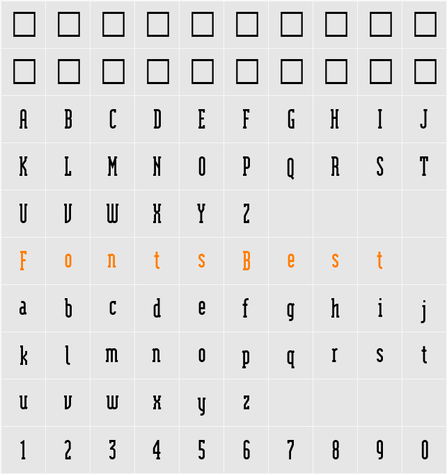 ModulaSerifBold Character Map