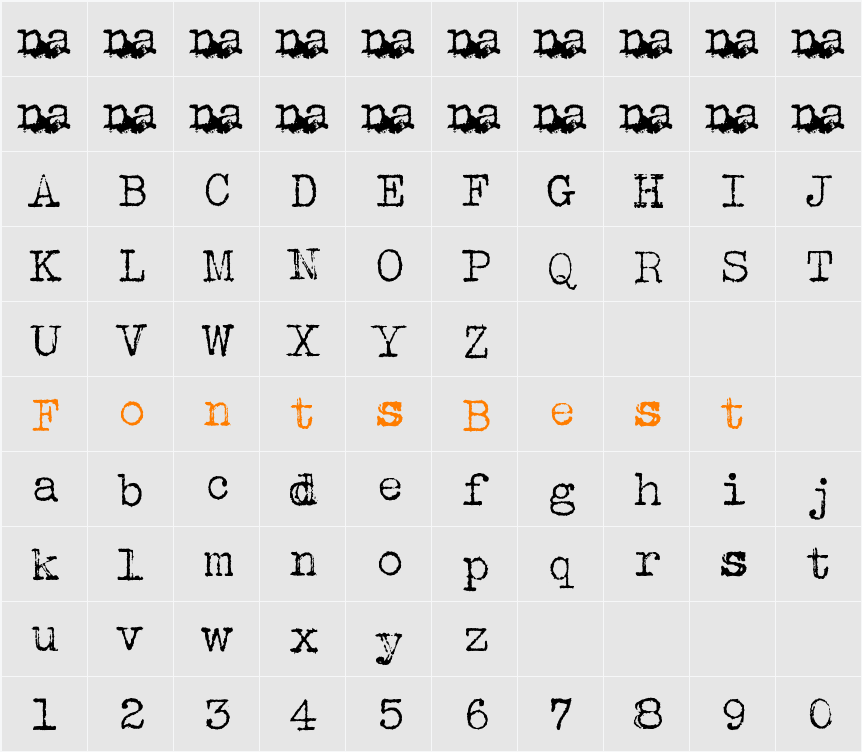 Albertsthal Typewriter Character Map