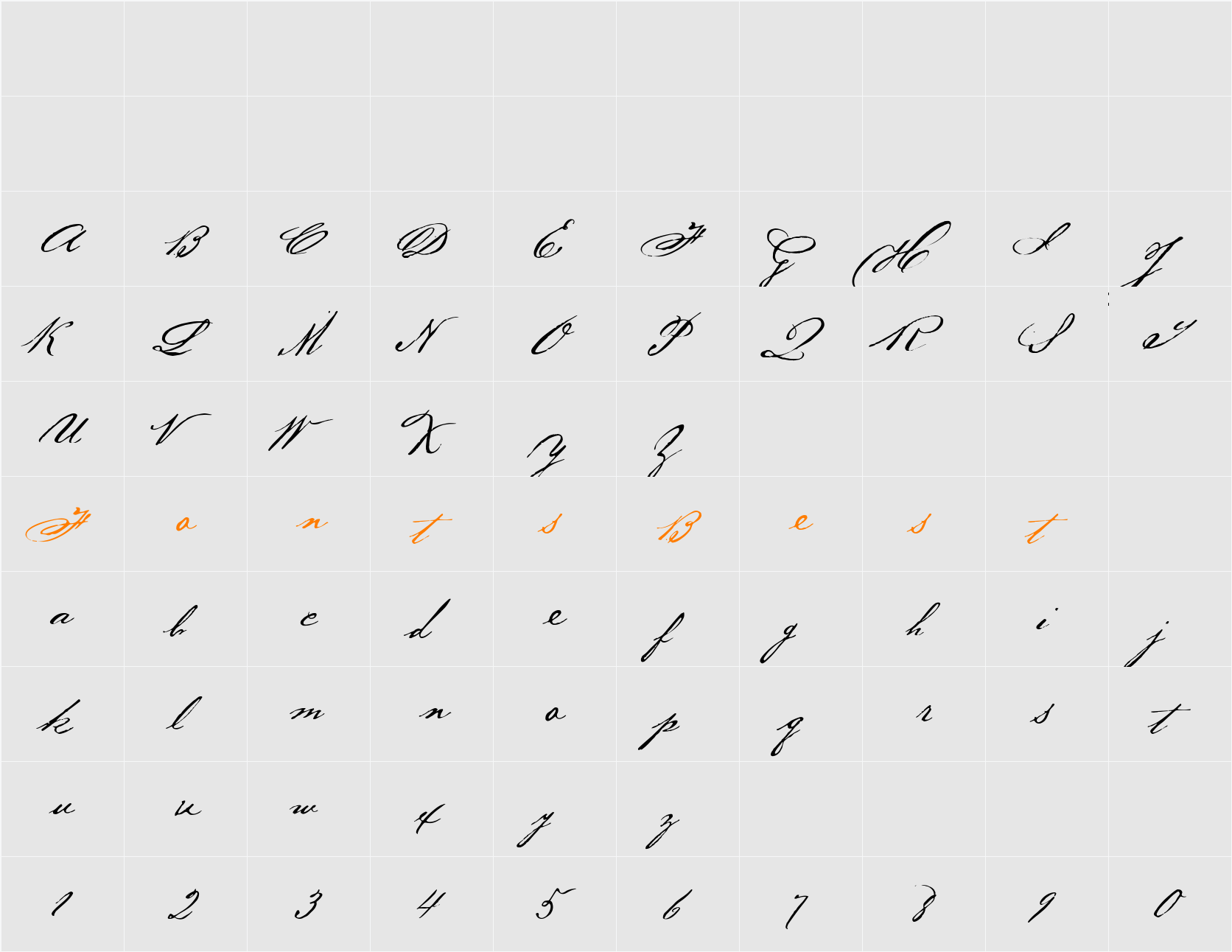 BakerScript Character Map
