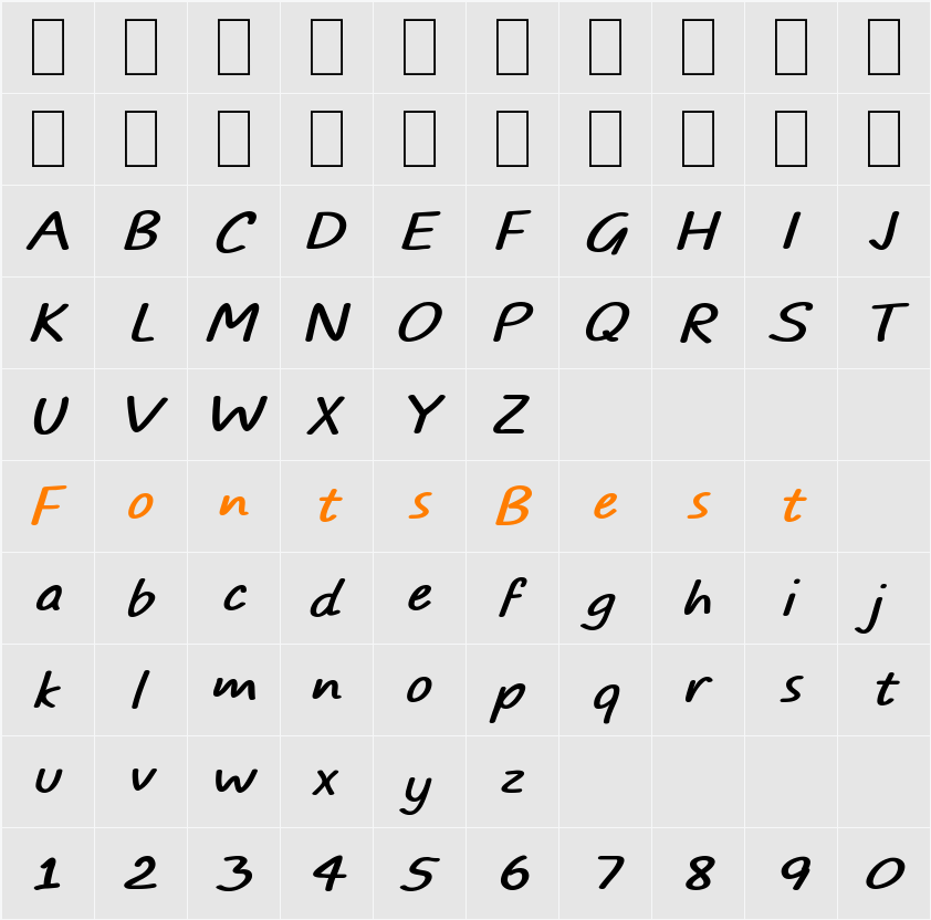 TYPO COMICS Italic DEMO Character Map