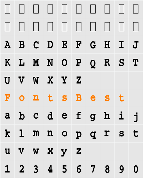 Chisel-Condensed Character Map