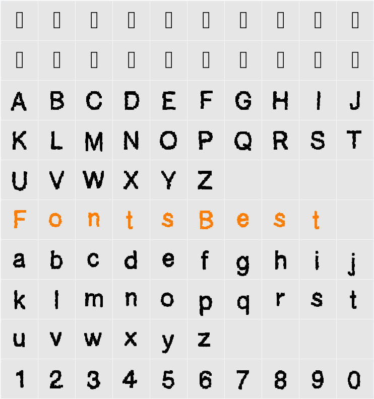 AblockyFont Character Map
