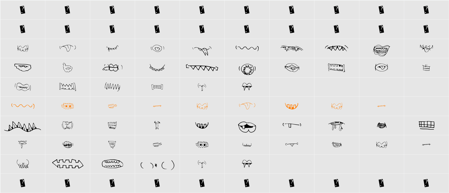 CreatureBuilderMouths Character Map