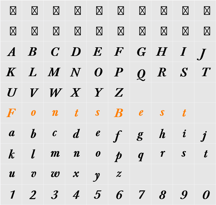 Baskervald ADF Std Character Map