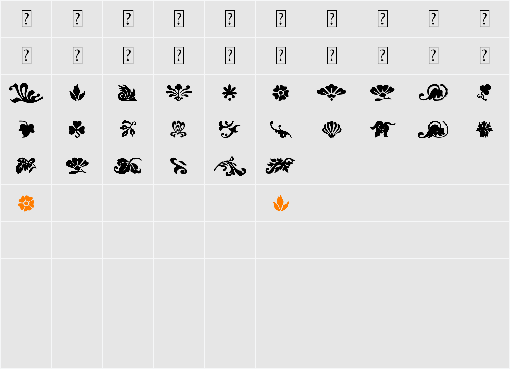 Fleurs Font Character Map
