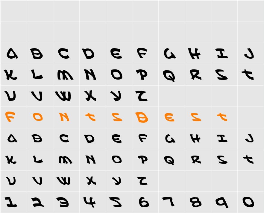 Ephesian Leftalic Character Map