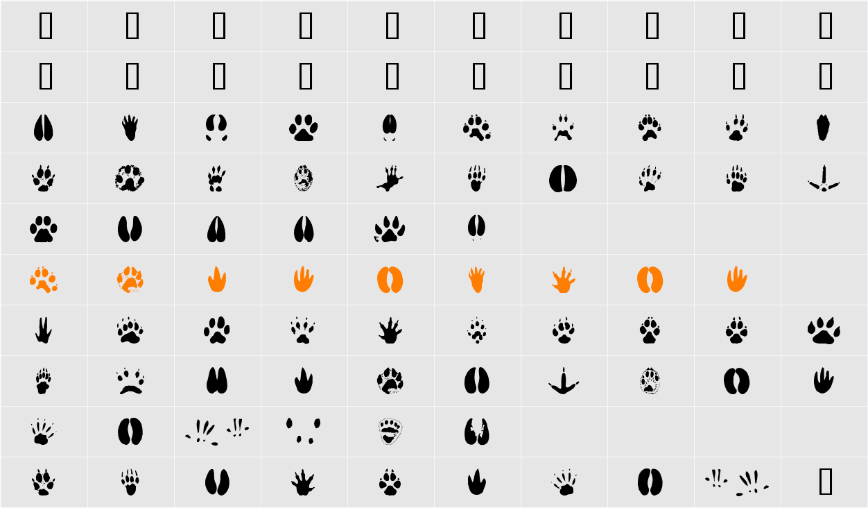 AnimalTracks Character Map