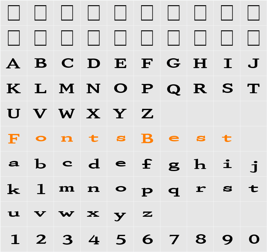 FZ ROMAN 29 EX Character Map