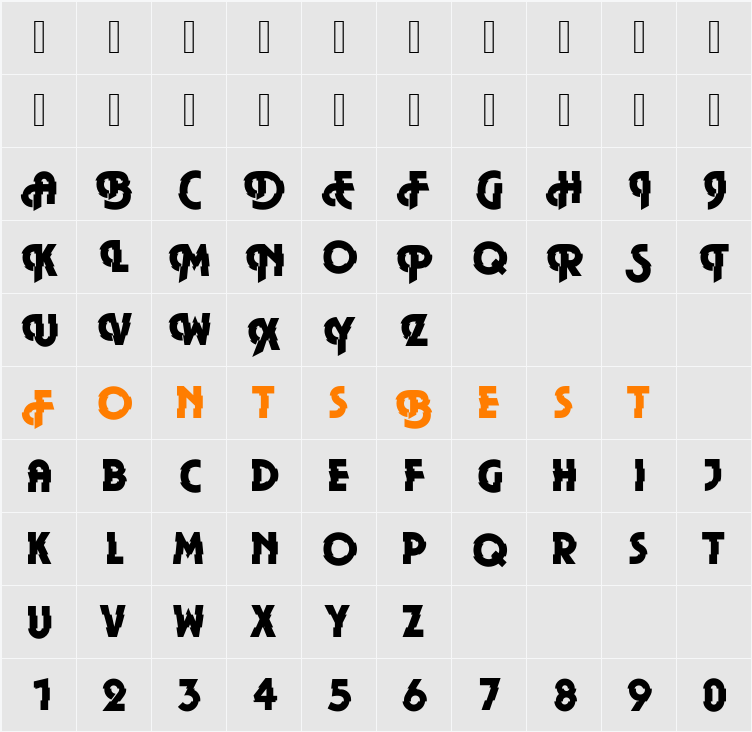 DTCPlazaM43 Character Map