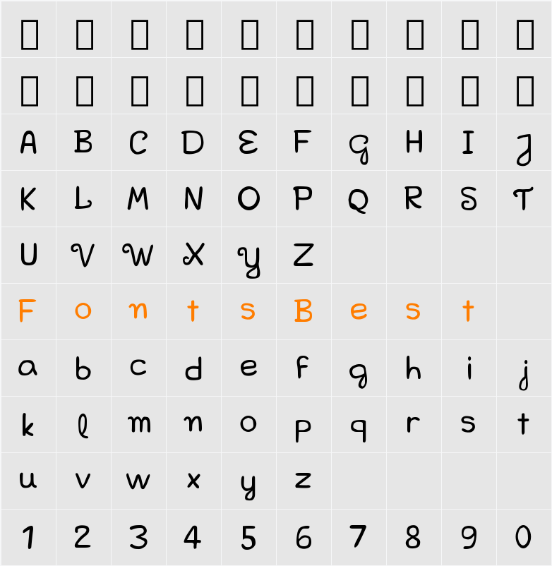 Bella K. Mad Font Character Map