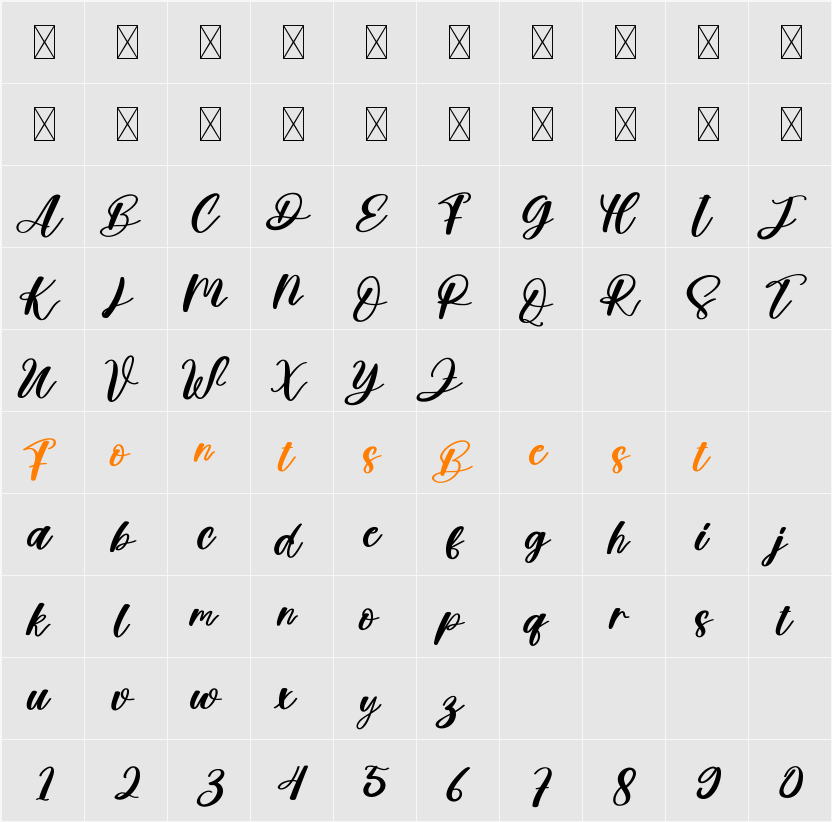April Signature Character Map