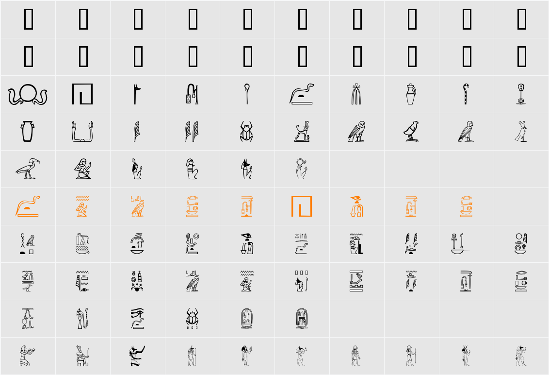 Greywolf Glyphs Character Map