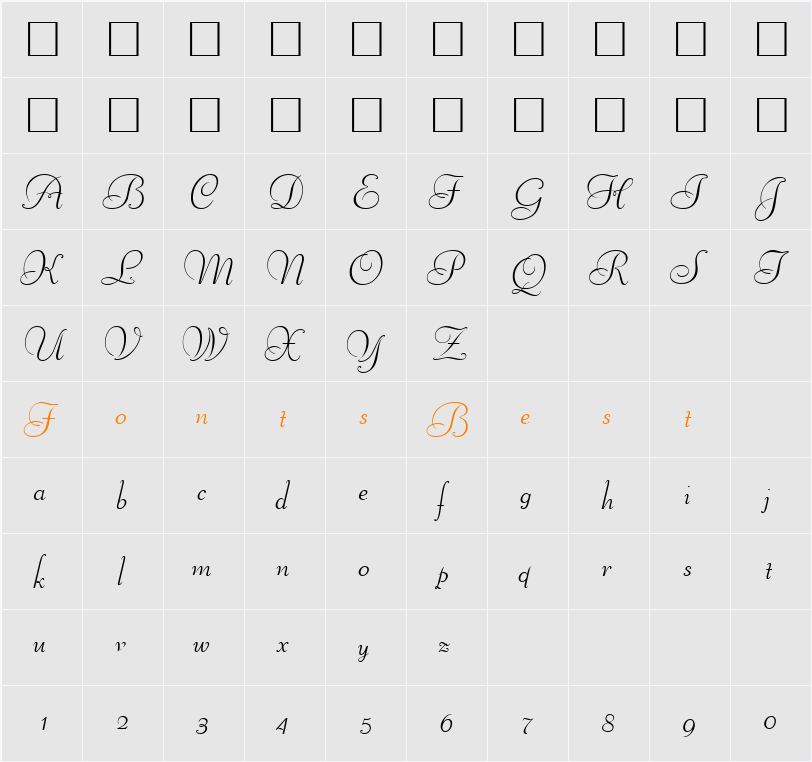 Belsize Character Map